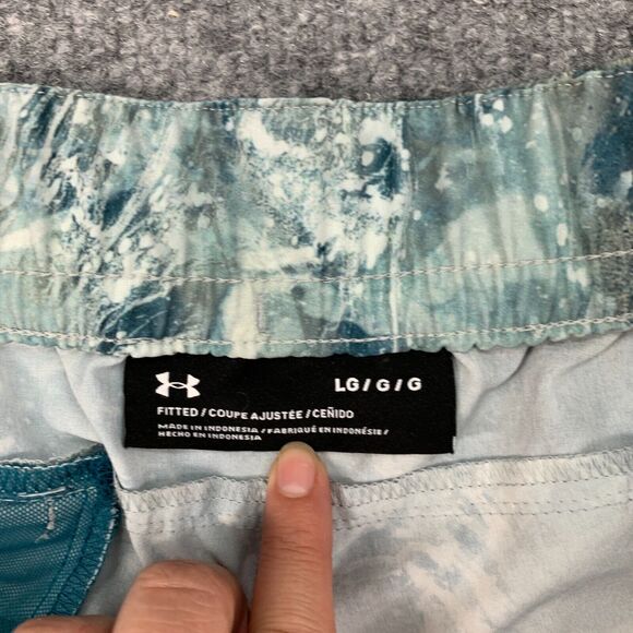 Under Armour Fusion Printed Shorts Womens L Large Blue Drawcord Lightweight - Picture 10 of 14